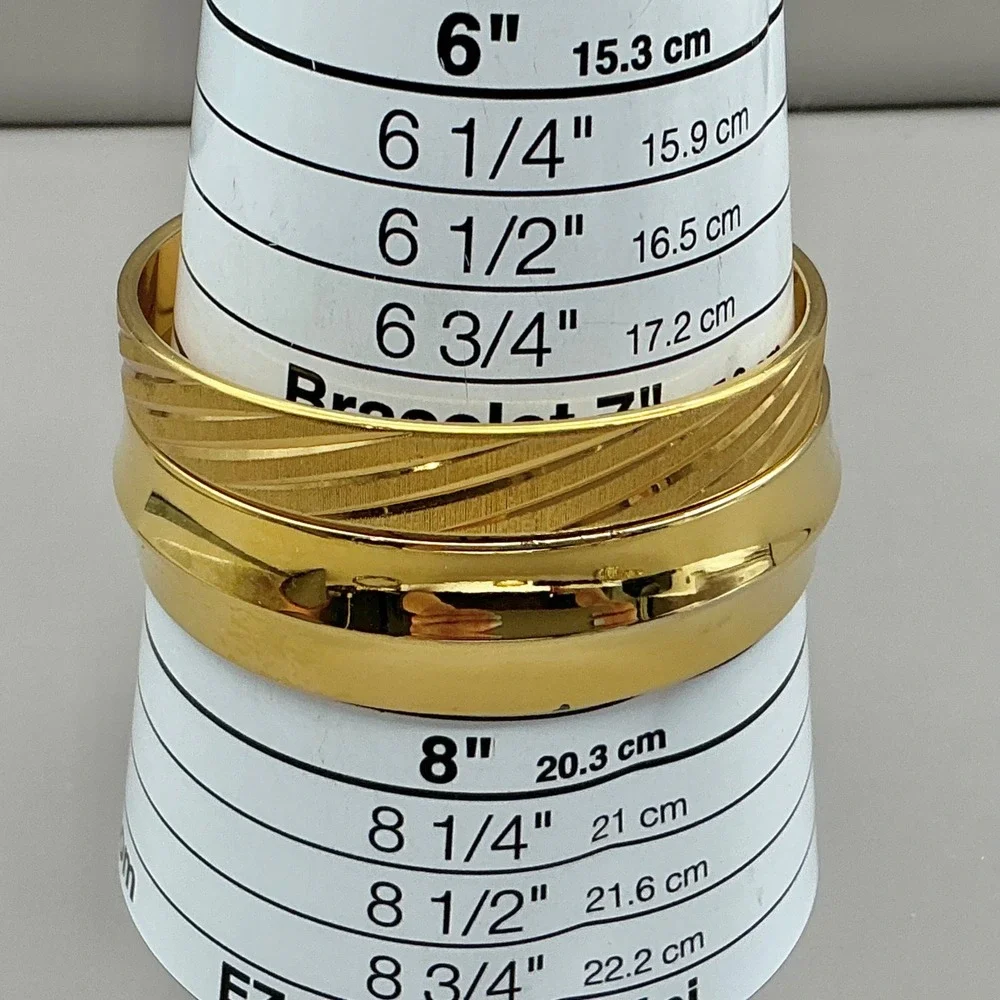 Monet Bracelet Women Gold Tone Vintage Textured Bangle Set Jewelry 7.5 Inches